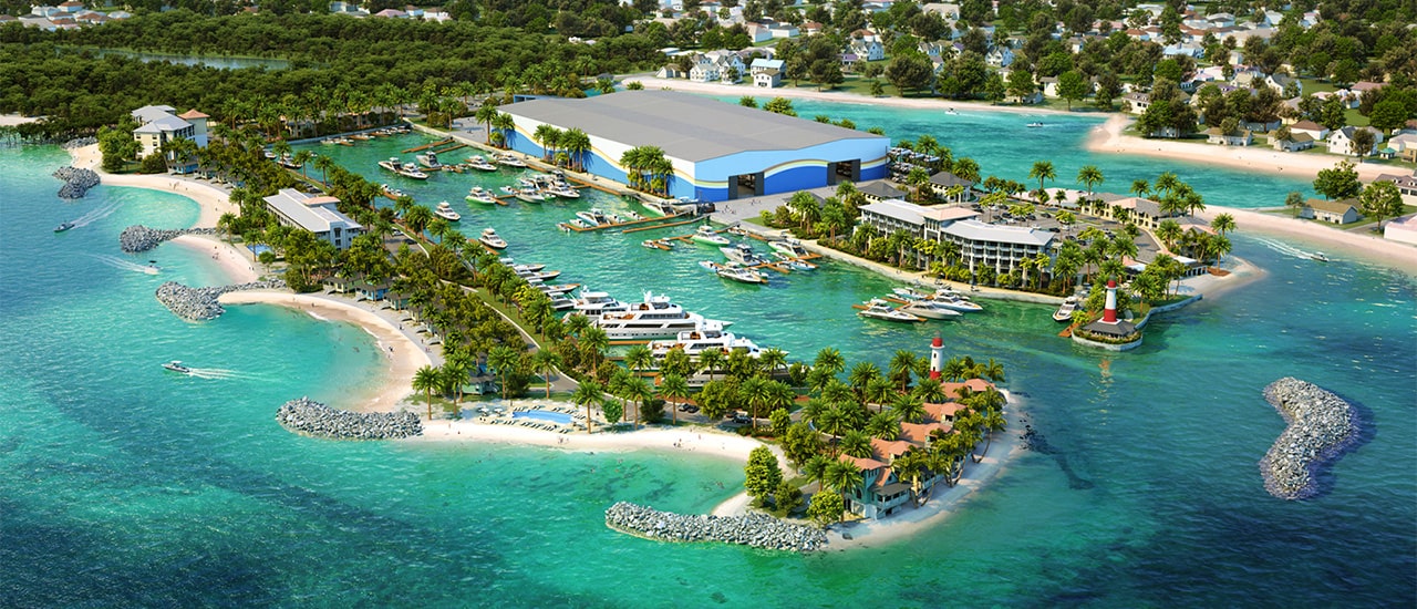 rendering aerial of Legendary Marina Resort Facilities