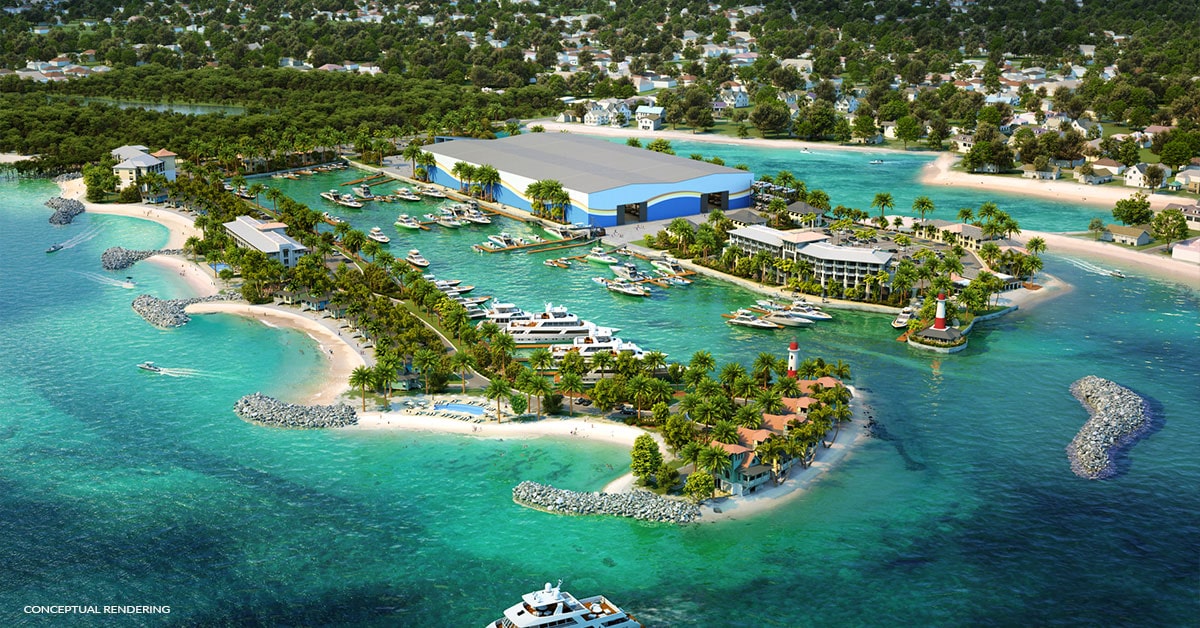 rendering aerial of Legendary Marina Resort Facilities