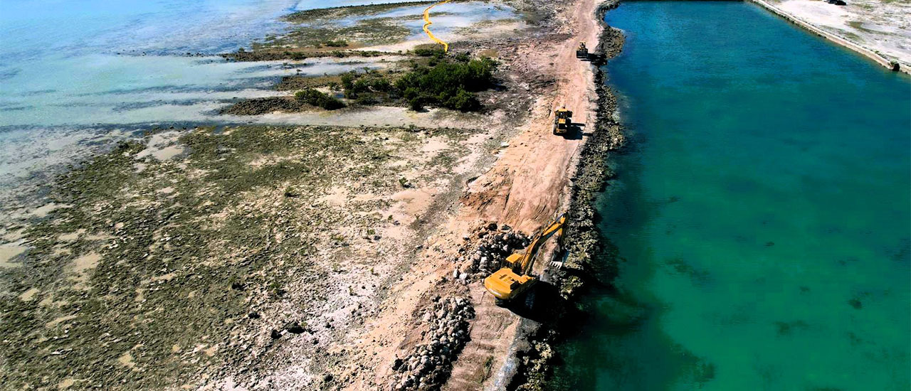 Blue Water Cay Dredging Ariel View
